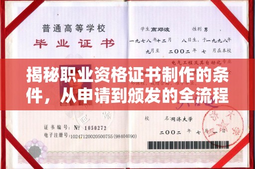 仁和揭秘职业资格证书制作的条件，从申请到颁发的全流程解析